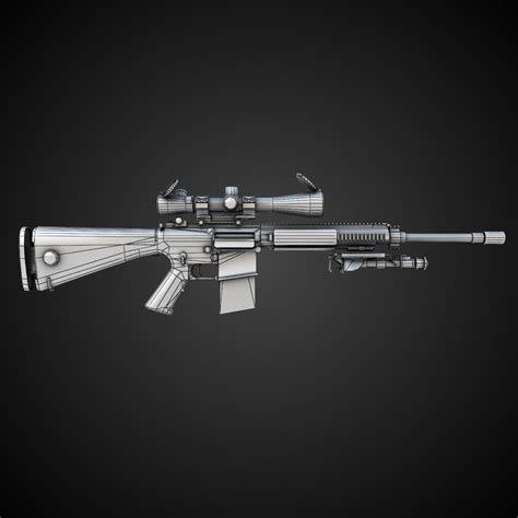 m110 sniper rifle 3d model game ready max obj fbx lwo lw lws ma