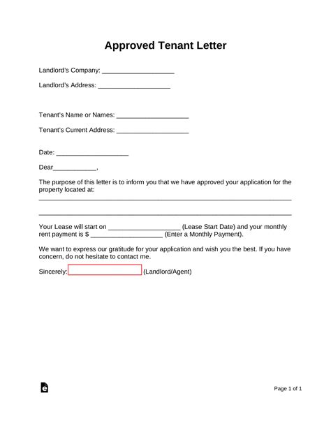 rental application approval letter sample documents