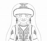 Matryoshka Kazakh sketch template