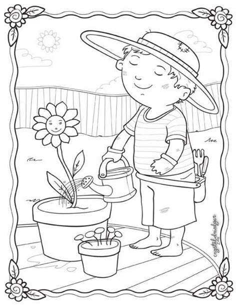 gardening coloring small card  print spring coloring pages