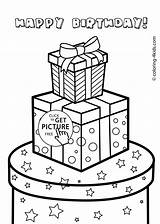 Coloring Birthday Drawing Gift Pages Happy Boxes Kids Printable Present Gifts Christmas Print Presents Easy Cake Printables Box Drawings Simple sketch template