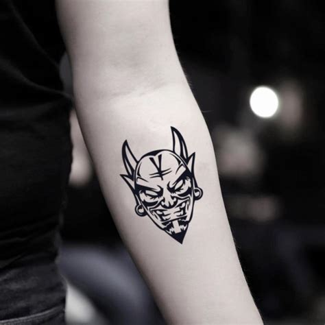 black devil head demon face mask temporary tattoo sticker ohmytat