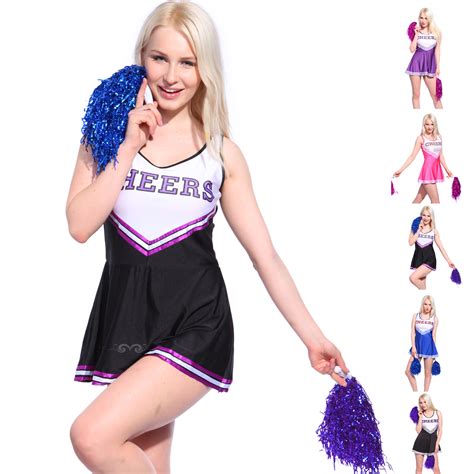 school cheerleader costume cheer girls women fancy dress glee outfit w