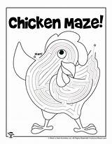 Chicken Key Maze Coloring Kids sketch template