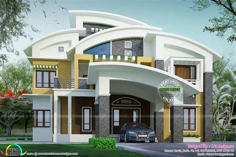 beautiful contemporary curved roof house kerala home design  floor plans  dream houses