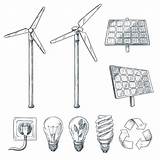 Energy Renewable Turbine Skizze Energie Windgenerator Ampoule Gezeichnete Erneuerbaren Erneuerbare sketch template