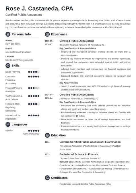 certified public accountant cpa resume sample guide