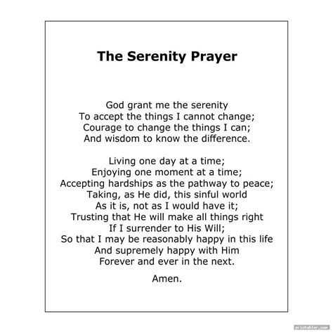 serenity prayer printable