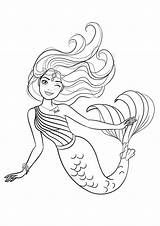 Mermaid Coloring Pages Barbie Beautiful Color Print sketch template