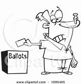 Plug Nose Voter Putting Cartoon Ballot Box Illustration Outline His Toonaday Clipart Royalty Vector Female Her 2021 sketch template