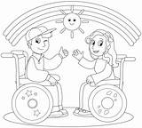 Coloring Wheelchair Girl Pages Boy Teenagers Happy Colouring Vector Kids Illustration Smiling Sheets Disabilities Needs Special Stock Books Disability Bored sketch template