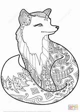 Fox Coloring Baby Pages Zentangle Cute Printable Ausmalbilder Mandala Colouring Animal Mermaid Tiere Color Print Sheets Kostenlos Supercoloring Adult Kids sketch template