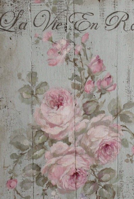 shabby french chic la vie en rose painting  wood