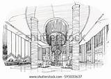 Sketch Lobby Hall Vector Streaks Shutterstock Interior Stock Preview sketch template
