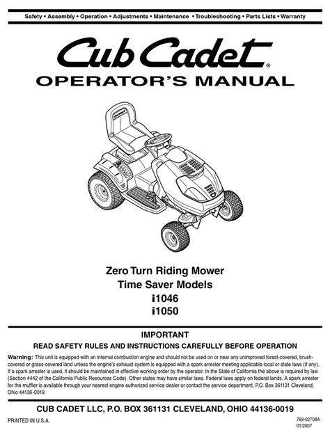 cub cadet   operators manual   manualslib