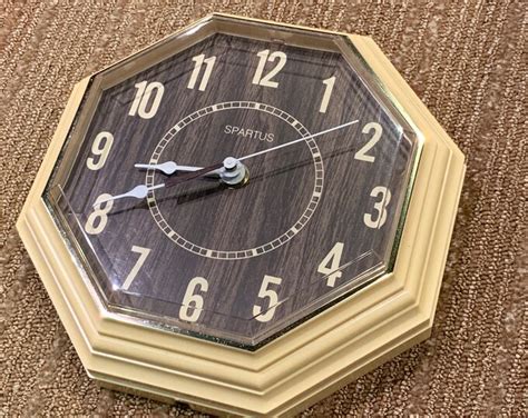 vintage kitchen wall clock spartus battery conversion etsy