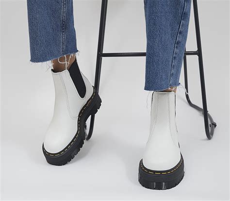 dr martens  quad chelsea white ankle boots