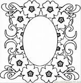 Frame Silhouette Oval Coloring Flower Pages Getdrawings sketch template