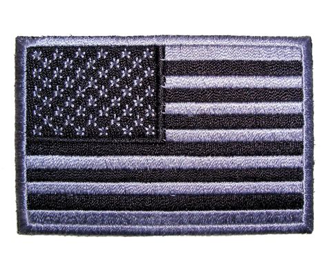 subdued gray  black american flag embroidered patch quality biker
