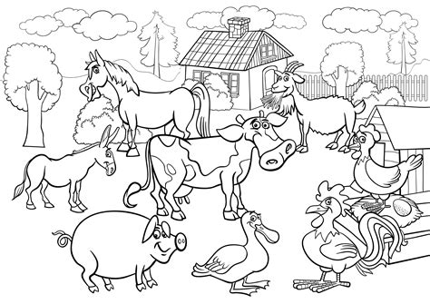 farm coloring pages scene  worksheets