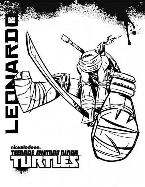 teenage mutant ninja turtles coloring pages leonardo