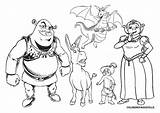 Shrek Coloring Pages Printable Dragon Fiona Characters Donkey sketch template