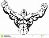 Muscle Bodybuilder Man Clipart Drawing Body Outline Builder Cartoon Hands Vector Men Illustration Arm Raises Muscular Arms Front Stock Clip sketch template