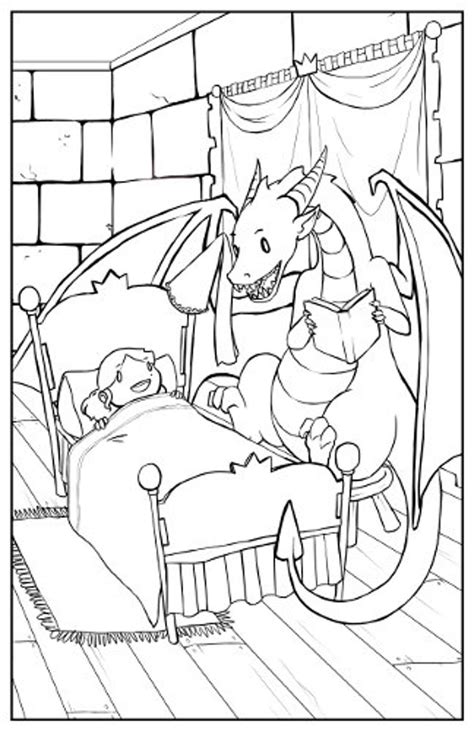 digital coloring page  princess   dragon colouring etsy