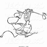 Golfer Coloring Swinging Outlined Toonaday sketch template