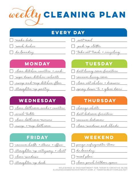 printable cleaning schedule