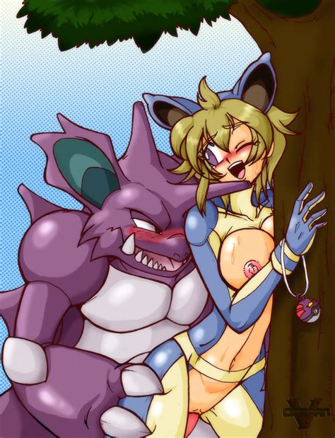 Rule 34 Against Tree Blush Breasts Cosplay Duo Fangs Female Feral
