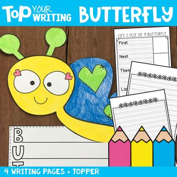 spring writing butterfly writing papers  topper    pond