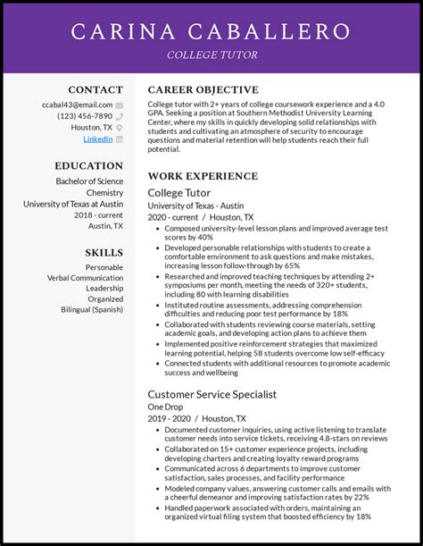tutor resume examples built