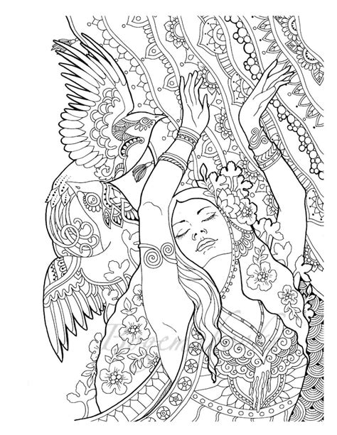 cute girs adult coloring pages digital coloring pages etsy