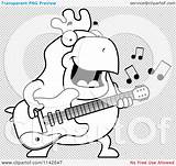 Chubby Rooster Guitarist Outlined Coloring Clipart Cartoon Vector Illustration Cory Thoman Regarding Notes Quick sketch template