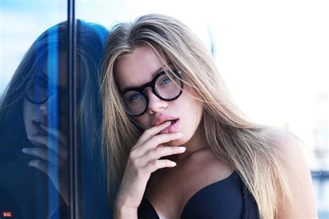wallpaper face model blonde long hair women with glasses