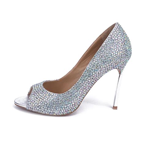 fashion woman high heel shoes sexy open toe crystal wedding heels  bling bling crystal