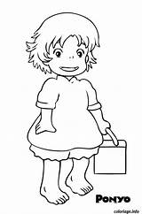 Ponyo Coloriage Ghibli Totoro Fille Dessin Coloringhome Miyazaki Imprimer Pinturas Imprimé sketch template