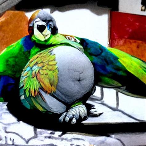 fat anthro parrot   bulging belly  penguindareangel  deviantart