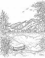 Mountains Paisagem Serenity Mewarnai Gunung Scenery Canoe Trees Instant Osborne Aeris Lakes Kinkade Paisagens Colorironline Färbung Designlooter sketch template