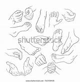 Vector Positions Foot Coloring Different Hand Illustration sketch template