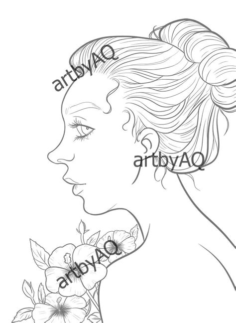 flower girl coloring page adult coloring page etsy