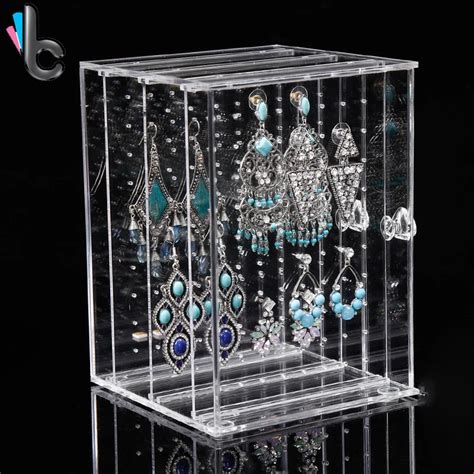 arrival acrylic transparent jewelry display box earrings organizer necklace storage