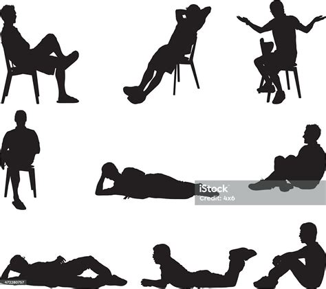 male silhouettes sitting and laying around stock vector art and more