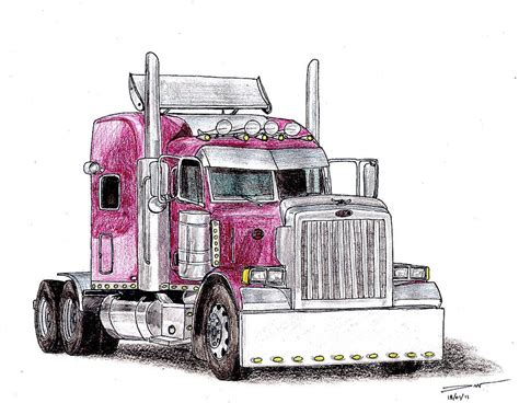 semi truck drawing  getdrawings