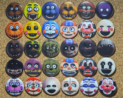 mix and match five nights at freddy s pinback button set