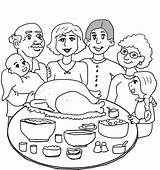 Dinner Coloring Family Thanksgiving Pages Turkey Drawing Printable Main sketch template