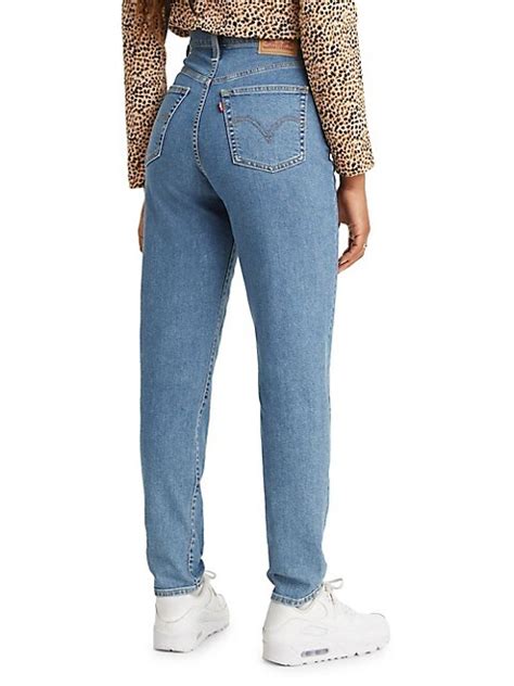 high waisted taper jeans blue hi res