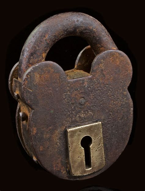 vintage iron lock  brass keyhole recovery curios