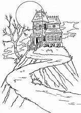 Haunted House Halloween Coloring Drawing Pages Color Hill Mansion Print Simple Spooky Colorings Printable Mansions Kids Houses Scary Getdrawings Sheets sketch template